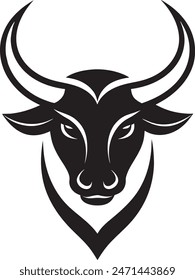 Create a minimalist golden Bull logo vector art illustration icon logo, featuring a modern stylish shape with an underline, set on a solid white background. Ensure the design is high resolution to cap