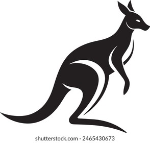 Create a minimalist Kangaroo logo vector art illustration icon logo, featuring a modern stylish shape with an underline, set on a solid white background. Ensure the design is high resolution to captur
