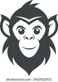 Create a minimalist Monkey logo vector art illustration   icon logo, featuring a modern stylish shape with an underline, set on a solid white background. Ensure the design is high resolution to captur