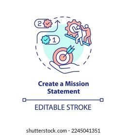 Create mission statement concept icon. Maintain customer service policy abstract idea thin line illustration. Isolated outline drawing. Editable stroke. Arial, Myriad Pro-Bold fonts used