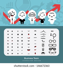 Create more than 1000's combinations business characters with these elements