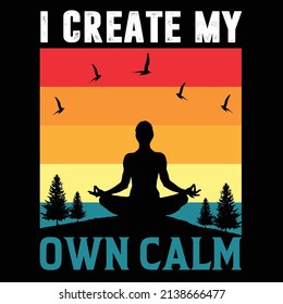 I create my own calm Vintage Yoga T shirt Design