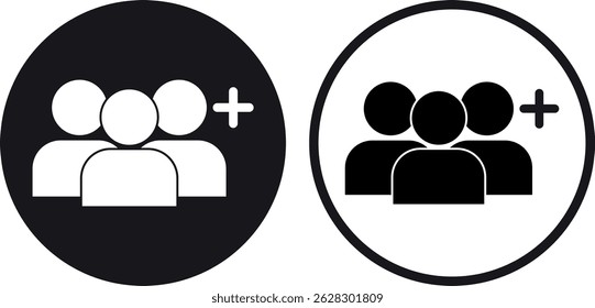 Create new group icon set in two styles . Create group icon . Add user icon . Vector illustration