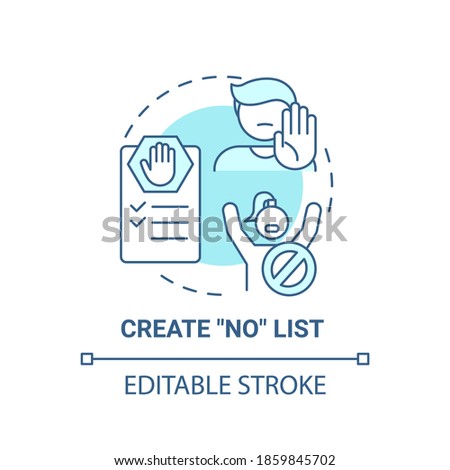 Create no list concept icon. Self care checklist. Healthy restriction for your health. Everyday limitations idea thin line illustration. Vector isolated outline RGB color drawing. Editable stroke Stock photo © 