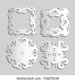 Create a Paper White and black Vintage frames and scroll elements,Floral background design, luxury mandala