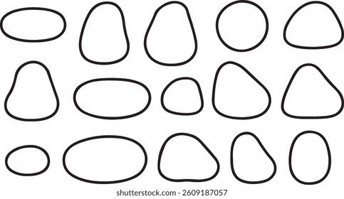Create a Pebble and Stone collection Vector illustration silhouette with white background.