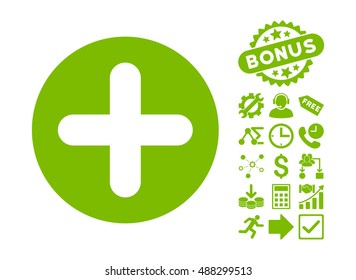 Create pictograph with bonus pictures. Vector illustration style is flat iconic symbols, eco green color, white background.