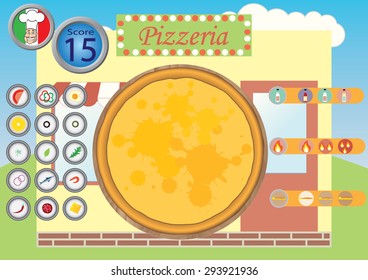 Create pizza yourself. Game interface concept