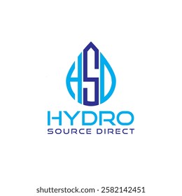 Create a professional HSD Water Drop Logo, perfect for brands in water, plumbing, eco-friendly, or hydration industries. Clean, modern, and versatile for any business identity.