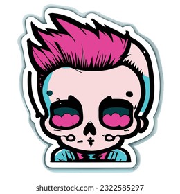 Create a punk sticker Lil Peep type skull design