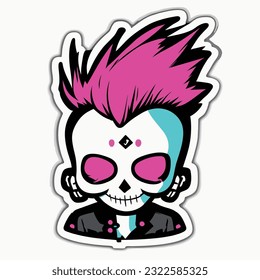 Create a punk sticker Lil Peep type skull design