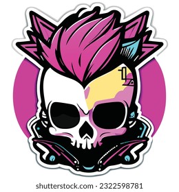 Create a punk sticker Lil Peep type skull design
