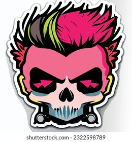 Create a punk sticker Lil Peep type skull design