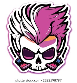 Create a punk sticker Lil Peep type skull design