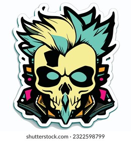 Create a punk sticker Lil Peep type skull design