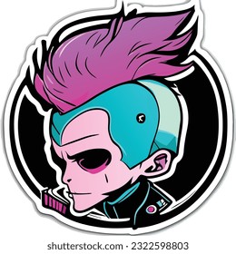 Create a punk sticker Lil Peep type skull design