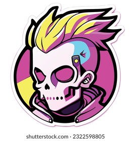 Create a punk sticker Lil Peep type skull design