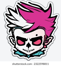 Create a punk sticker Lil Peep type skull design