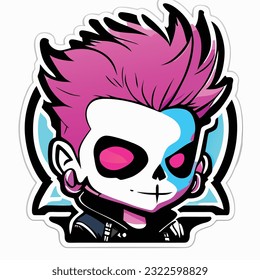 Create a punk sticker Lil Peep type skull design