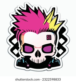 Create a punk sticker Lil Peep type skull design