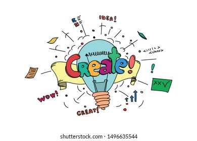 Create quote. Colorful  hand drawn motivative illustration isolated on white background. Vector EPS 10