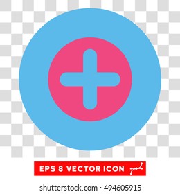Create round icon. Vector EPS illustration style is flat iconic bicolor symbol, pink and blue colors, transparent background.