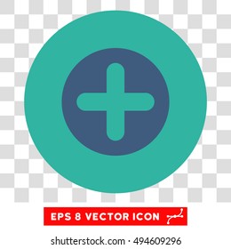 Create round icon. Vector EPS illustration style is flat iconic bicolor symbol, cobalt and cyan colors, transparent background.