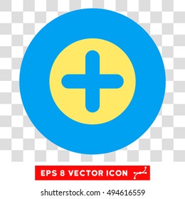 Create round icon. Vector EPS illustration style is flat iconic bicolor symbol, yellow and blue colors, transparent background.