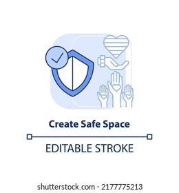 Create safe space light blue concept icon. Helping others. Supporting LGBT youth abstract idea thin line illustration. Isolated outline drawing. Editable stroke. Arial, Myriad Pro-Bold fonts used