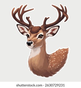 Create a serene deer head sticker