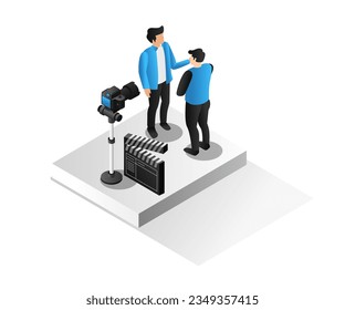 Create a shooting scene isometric illustration