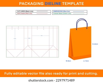 Create Shopping Bag 18x8x22 cm Dieline Templte