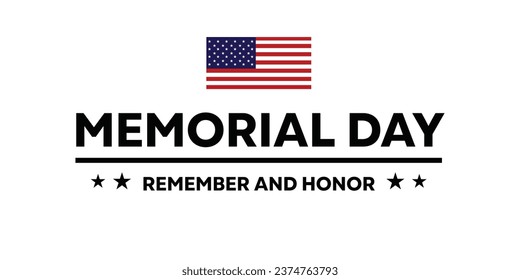 Create a Simple Memorial Day  with a White Background, Black Text, and the USA Flag. Perfect for Celebrating Memorial Day."