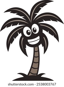 Create Simple Palm Tree  mascot logo  silhouette