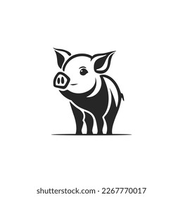 Create a sophisticated, monochrome pig logo for your company's branding.