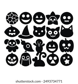 Create a spooky atmosphere with our "Silhouette Halloween Hand Drawn Vector Icon Set." This collection of hand-drawn Halloween icons includes ghosts, pumpkins, bats, witches, and more.