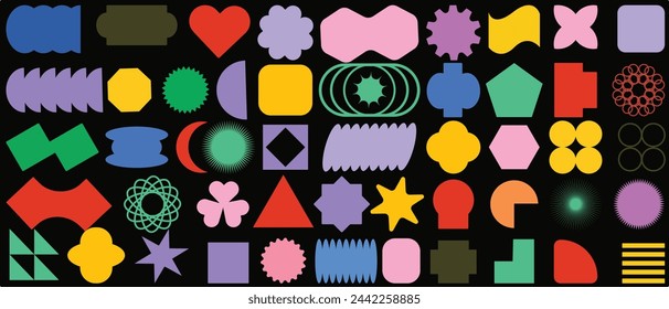 Create striking designs with this extensive collection of vector shapes! Featuring bold geometric forms, minimalist figures, stars, flowers, and circles, this set offers a trendy and modern aesthetic 