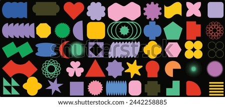 Create striking designs with this extensive collection of vector shapes! Featuring bold geometric forms, minimalist figures, stars, flowers, and circles, this set offers a trendy and modern aesthetic 