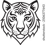 Create a striking tiger face illustration, focusing on the animal