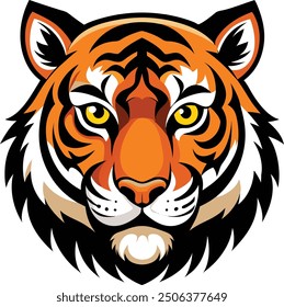 Create es una llamativa ilustración de la cara de un tigre, que se centra en la intensa mirada del animal, los detallados patrones de piel y las poderosas características.