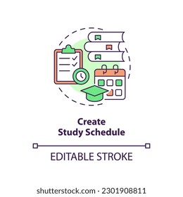 Create study schedule concept icon. Homeschooling. Academic improvement. Action plan. Time management. Academic success abstract idea thin line illustration. Isolated outline drawing. Editable stroke