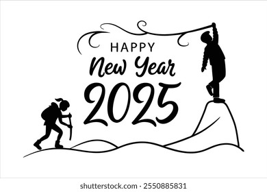 crie desenhos de título impressionante "feliz ano novo 2025" com este texto vetorial moderno e personalizável. perfeito para cartões de saudação festivos, banners e projetos criativos.