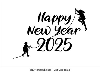 crie desenhos de título impressionante "feliz ano novo 2025" com este texto vetorial moderno e personalizável. perfeito para cartões de saudação festivos, banners e projetos criativos.