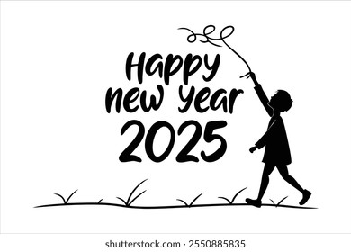 crie desenhos de título impressionante "feliz ano novo 2025" com este texto vetorial moderno e personalizável. perfeito para cartões de saudação festivos, banners e projetos criativos.