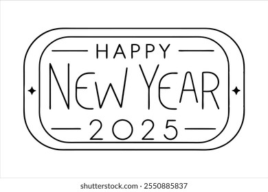 create stunning "happy new year 2025" title designs with this modern and customizable vector text. perfect for festive greeting cards, banners, and creative projects.