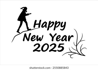 crie desenhos de título impressionante "feliz ano novo 2025" com este texto vetorial moderno e personalizável. perfeito para cartões de saudação festivos, banners e projetos criativos.