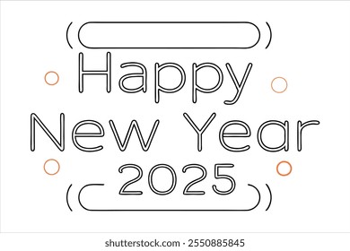 crie desenhos de título impressionante "feliz ano novo 2025" com este texto vetorial moderno e personalizável. perfeito para cartões de saudação festivos, banners e projetos criativos.