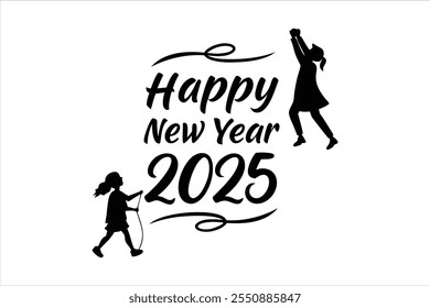 crie desenhos de título impressionante "feliz ano novo 2025" com este texto vetorial moderno e personalizável. perfeito para cartões de saudação festivos, banners e projetos criativos.