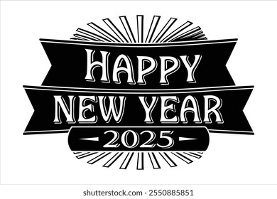 crie desenhos de título impressionante "feliz ano novo 2025" com este texto vetorial moderno e personalizável. perfeito para cartões de saudação festivos, banners e projetos criativos.