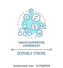 Create supporting experiences turquoise concept icon. Dealing with overcrowding abstract idea thin line illustration. Isolated outline drawing. Editable stroke. Arial, Myriad Pro-Bold fonts used